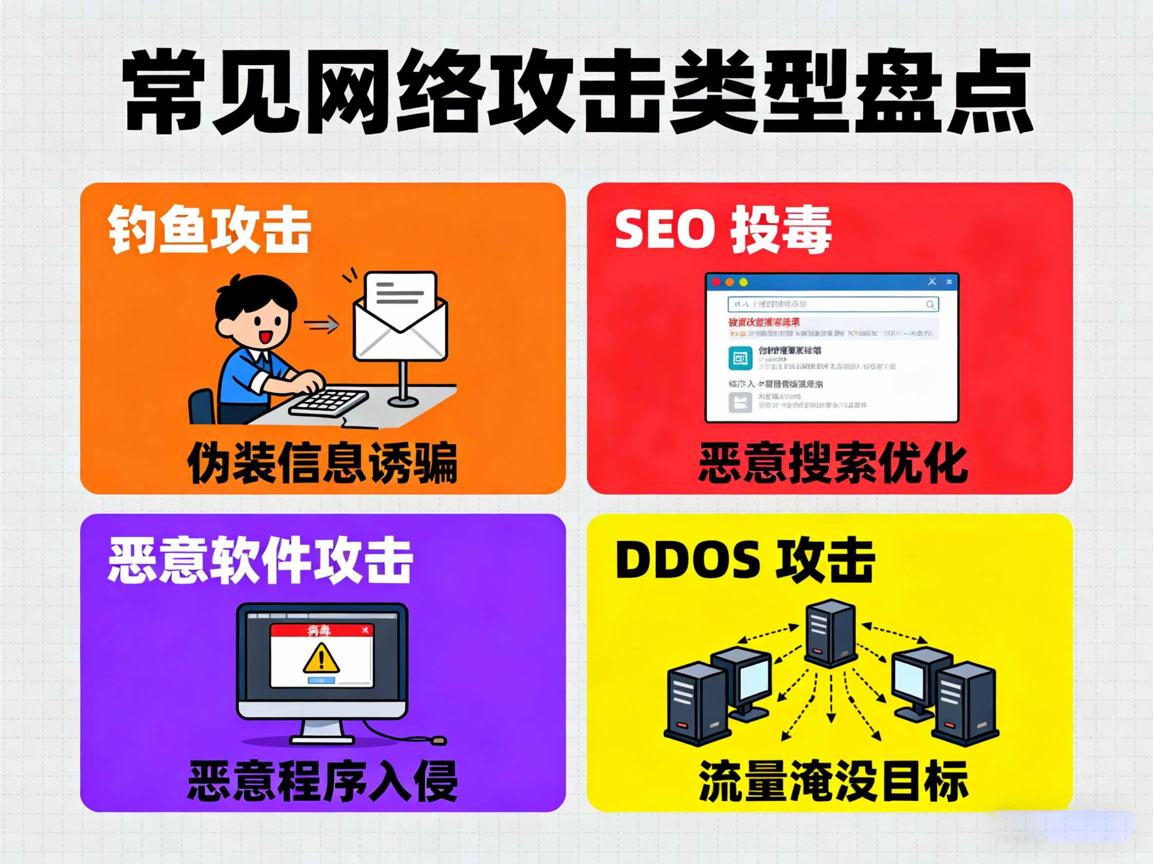 常见网络攻击类型有哪些？如何防范？