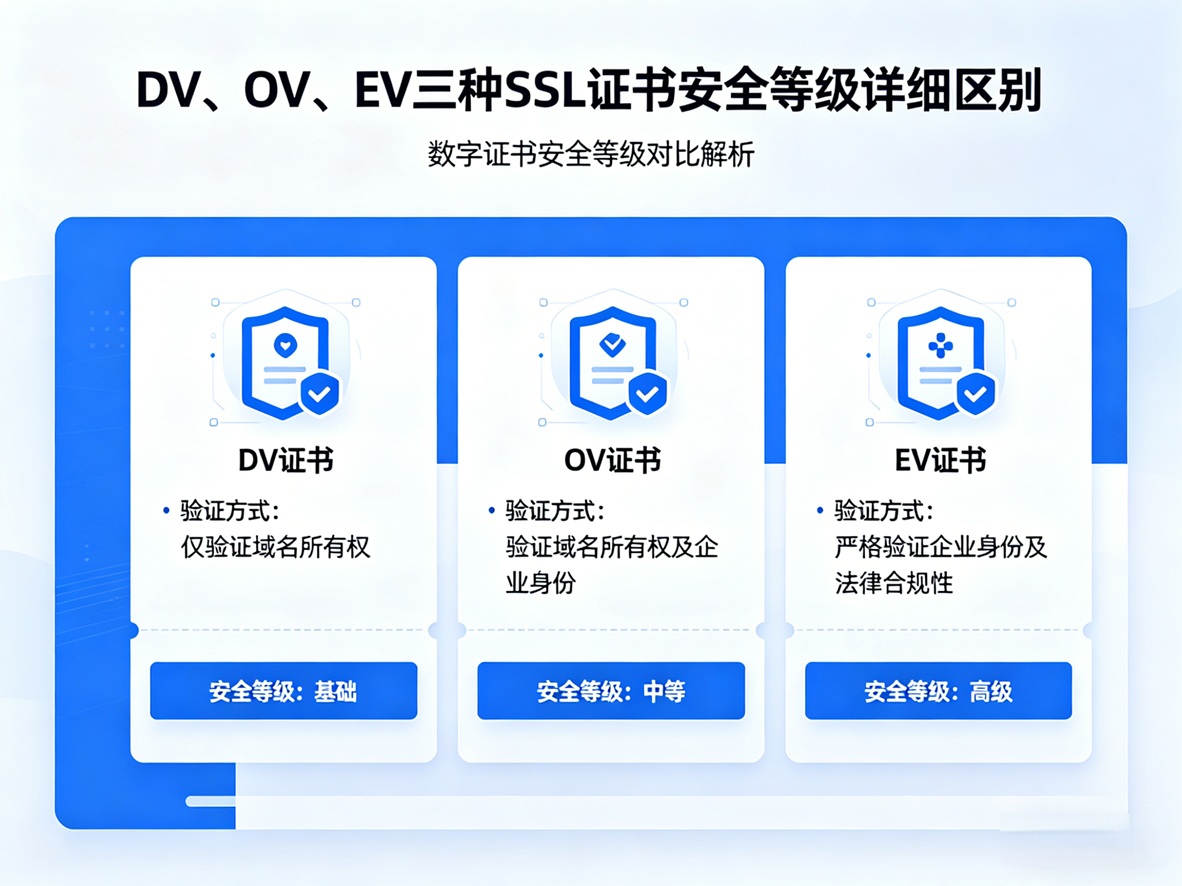 DV、OV、EV三种SSL证书安全等级有什么详细区别？